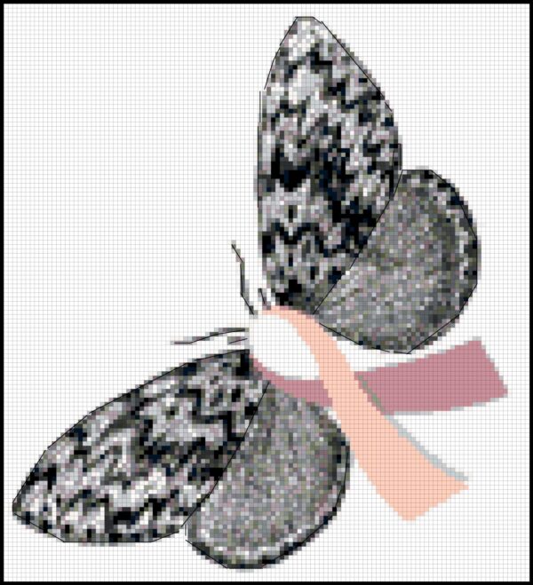 Breast Cancer Awareness Butterfly Counted Cross Stitch Pattern - Beginner Friendly! - Image 2