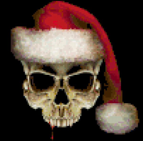 Christmas Skull Full Coverage Cross Stitch Pattern - Image 2