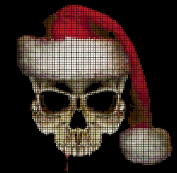 Christmas Skull Full Coverage Cross Stitch Pattern - Image 3