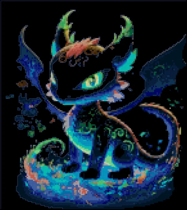 Adorable Baby Dragon Full Coverage Counted Cross Stitch Pattern - Instant Download PDF - Image 2