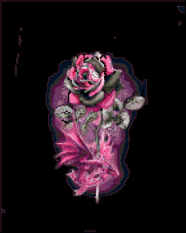 Captivating Cross Stitch Pattern: Pink Rose with Dragon [Intermediate] - Image 2