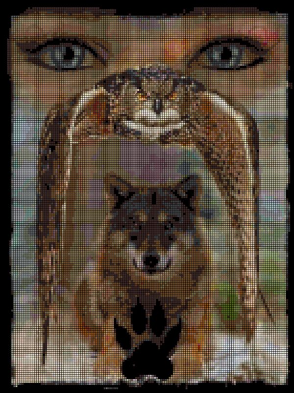 Eyes, Owl and Wolf Original Cross Stitch Pattern - Image 3