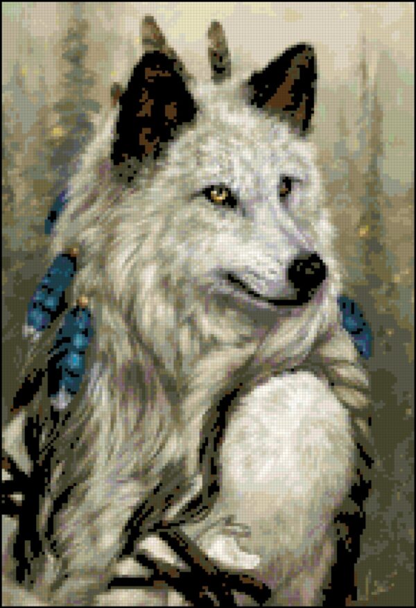 Enchanting Wolf Forest Deity Full Coverage Counted Cross Stitch Pattern (Instant Download) - Image 2