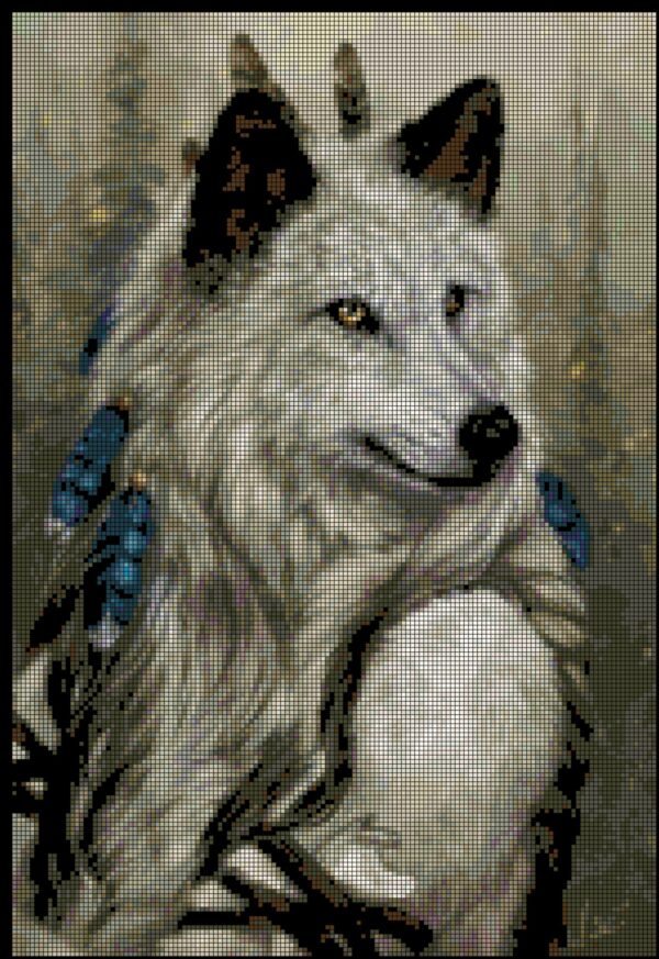 Enchanting Wolf Forest Deity Full Coverage Counted Cross Stitch Pattern (Instant Download) - Image 3