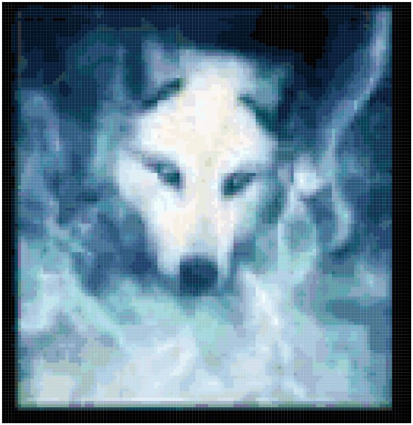 Unique Cross Stitch Pattern: Ghostly Wolf Design** - Image 2