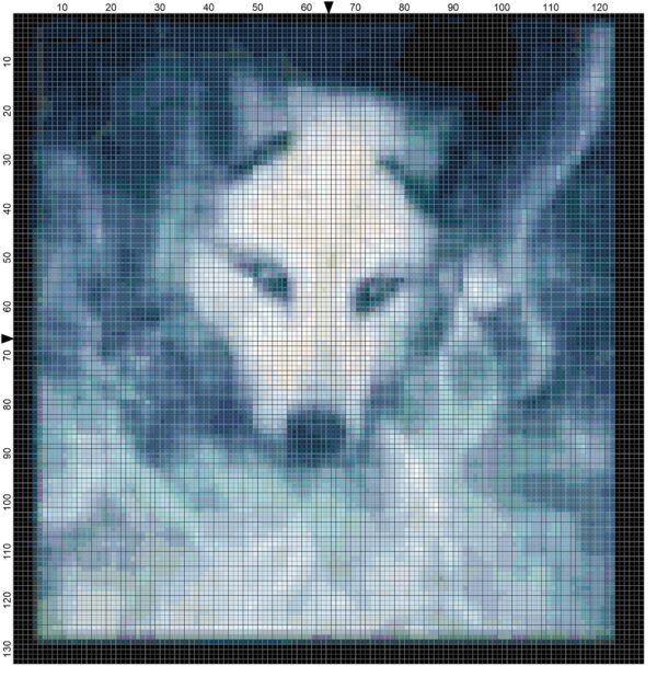 Unique Cross Stitch Pattern: Ghostly Wolf Design** - Image 3