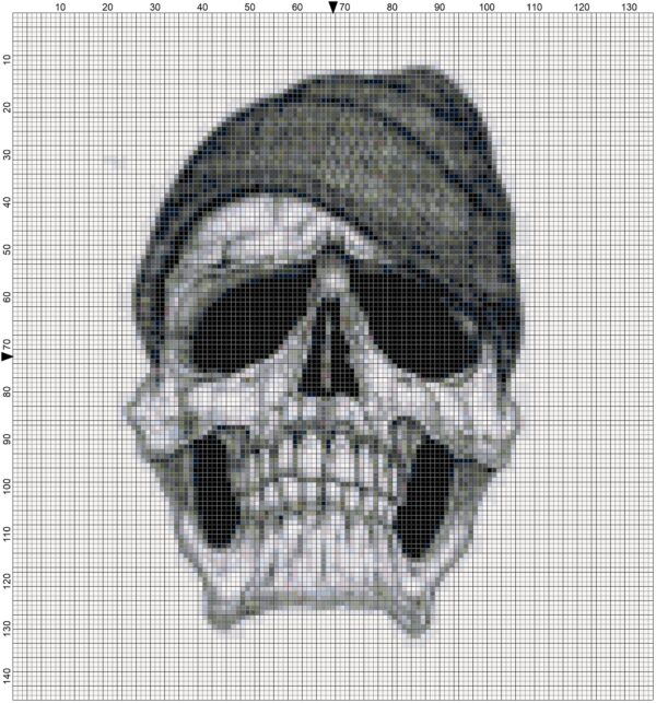 Hoodie Skull Counted Cross Stitch Original Pattern - Image 3