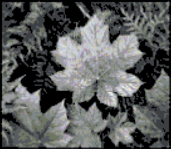 Leaves in Black and White Cross Stitch Pattern - Image 2