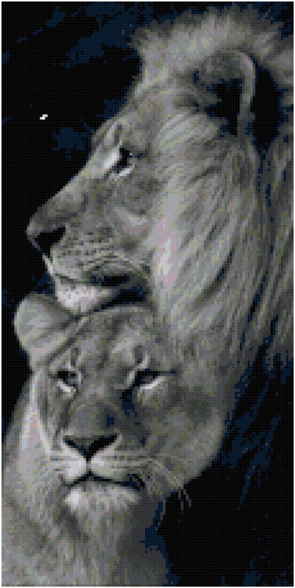 Loving Lion Couple Counted Cross Stitch Pattern - Instant Download PDF - Image 2