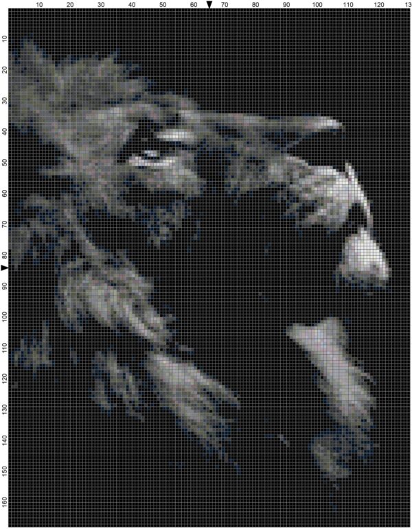 Original Full Coverage Counted Cross Stitch Pattern - Regal Lion Design for Intermediate to Advanced Stitchers - Image 3