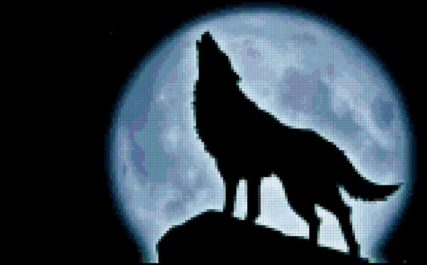 Lone Wolf Howling At The Moon Original Counted Cross Stitch Pattern - Image 2