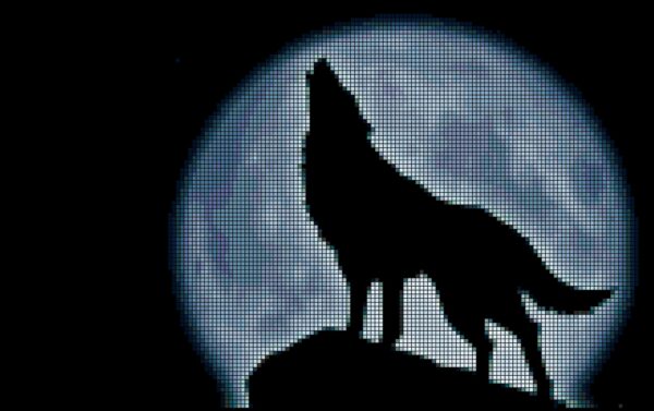 Lone Wolf Howling At The Moon Original Counted Cross Stitch Pattern - Image 3