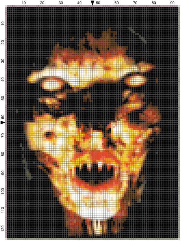 Scary Face Original Counted Cross Stitch Pattern - Image 2