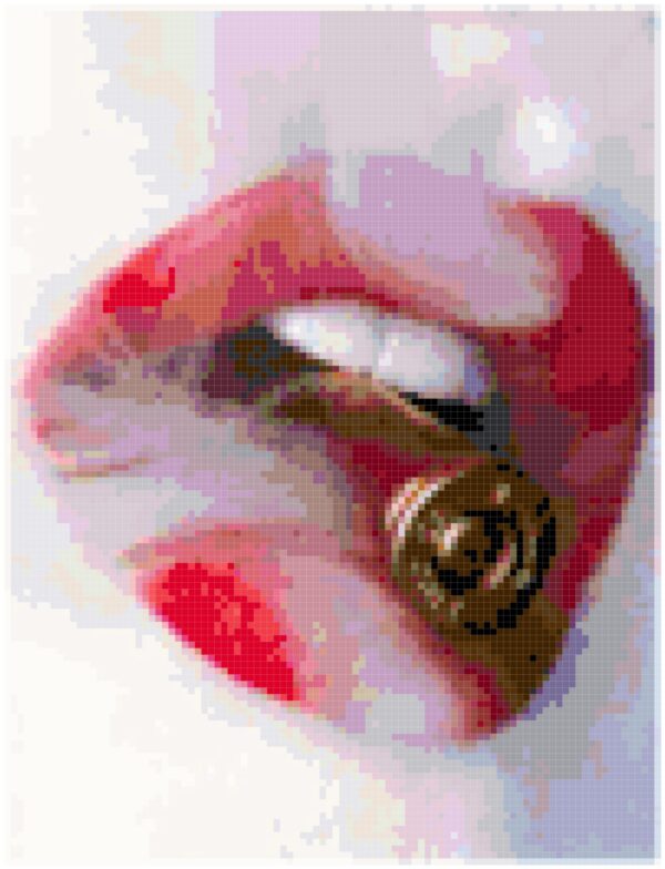 Smokey Bullet with Lips Full Coverage Original Cross Stitch Pattern - Image 2