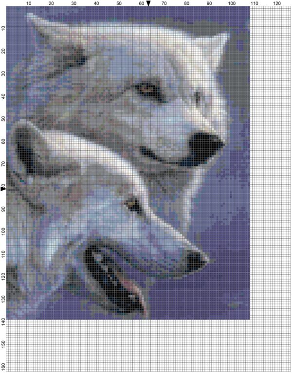 Snow Wolves Original Counted Cross Stitch Pattern - Image 3