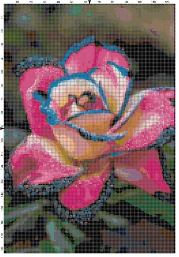 Original Counted Cross Stitch Pattern - Speckled Rose - Image 3