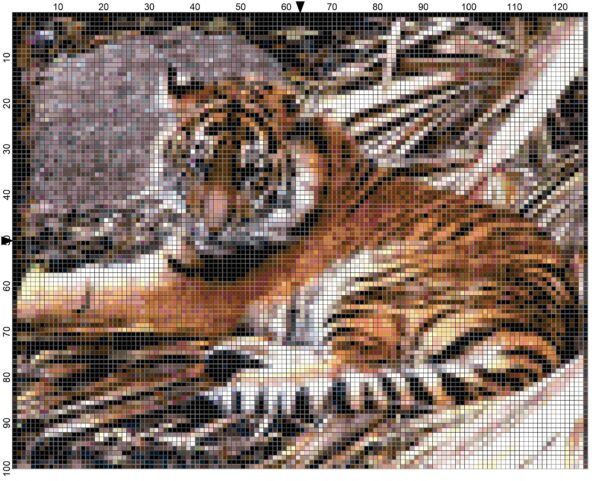 Full Coverage Tiger Cross Stitch Pattern: A Majestic DIY Embroidery Project - Image 3