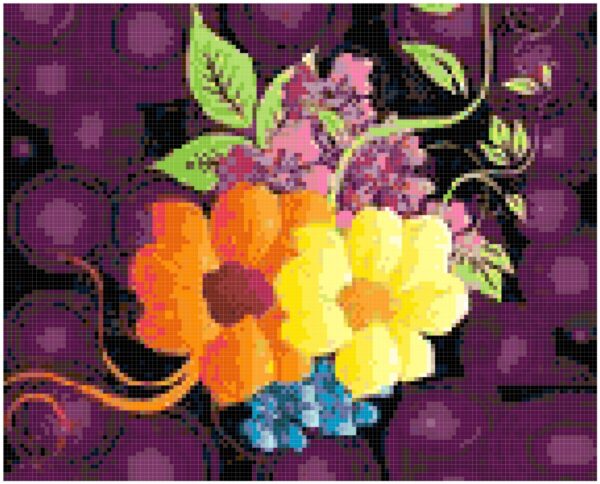 Full Coverage Flower Bouquet Counted Cross Stitch Pattern (Intermediate Level)