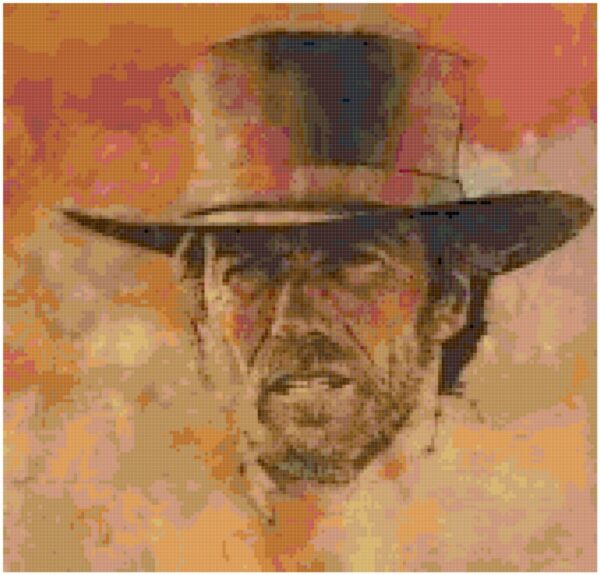 Counted Cross Stitch Original Pattern of Clint Eastwood Western Style