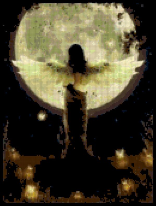 Glowing Moon Angel - Original Counted Cross Stitch Pattern