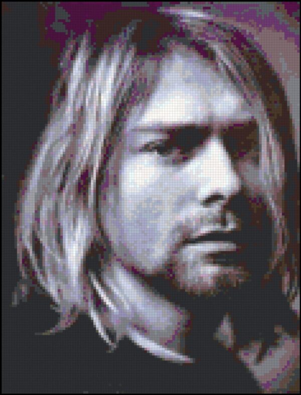 Capture the Grunge Icon: Kurt Cobain Counted Cross Stitch Pattern (approximately 60 Colors)