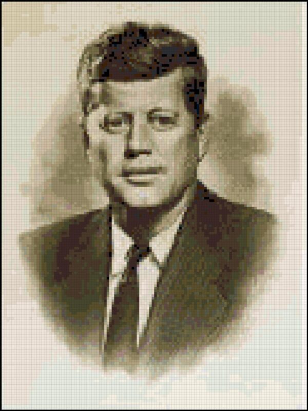 Portrait of John F Kennedy - Original Counted Cross Stitch Pattern