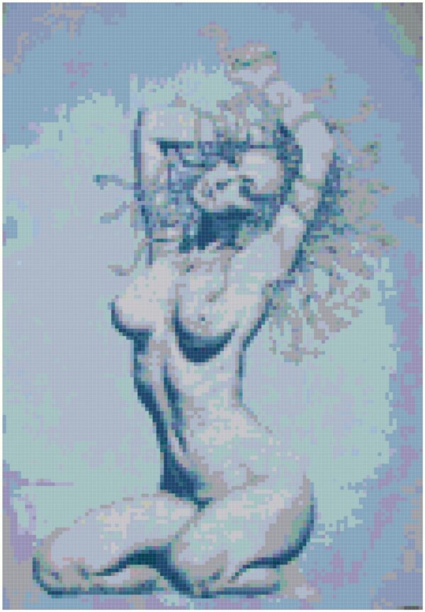 Blue Nude Original Counted Cross Stitch Pattern