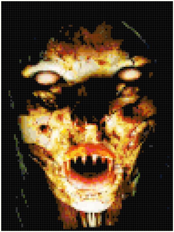 Scary Face Original Counted Cross Stitch Pattern