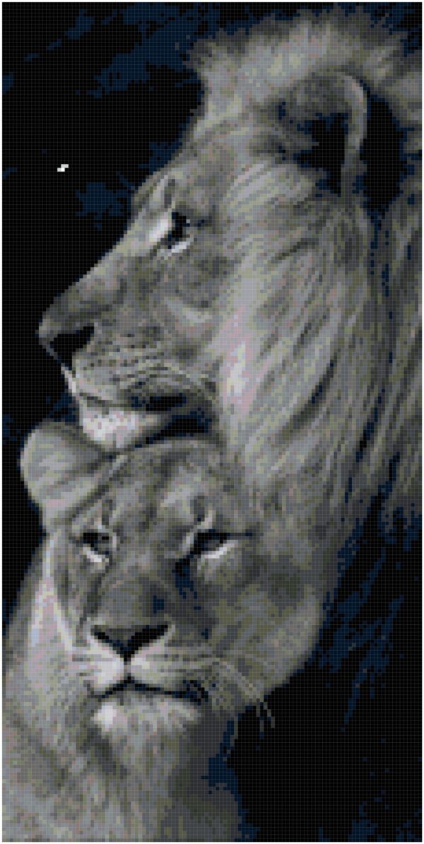 Loving Lion Couple Counted Cross Stitch Pattern - Instant Download PDF