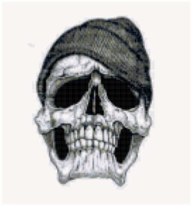 Hoodie Skull Counted Cross Stitch Original Pattern