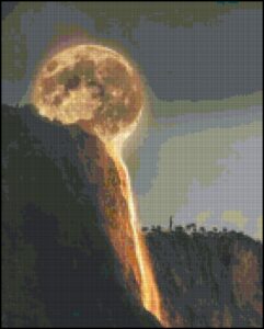 Melting Moon Original Counted Cross Stitch Pattern - Digital Download