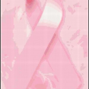 This pattern is a simple pink ribbon representing breast cancer survivers. The pattern calls for about 25 colors of DMC Floss.