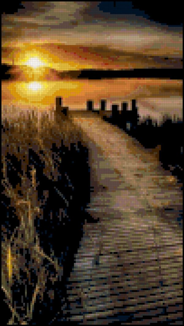 Stunning Sunset On Foggy Bay Cross Stitch Pattern | Intermediate Level | Digital Download