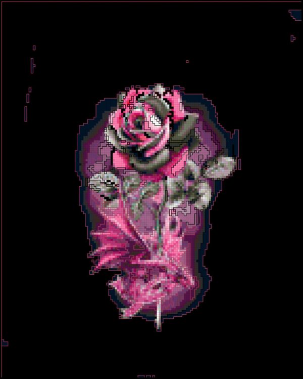 Captivating Cross Stitch Pattern: Pink Rose with Dragon [Intermediate]