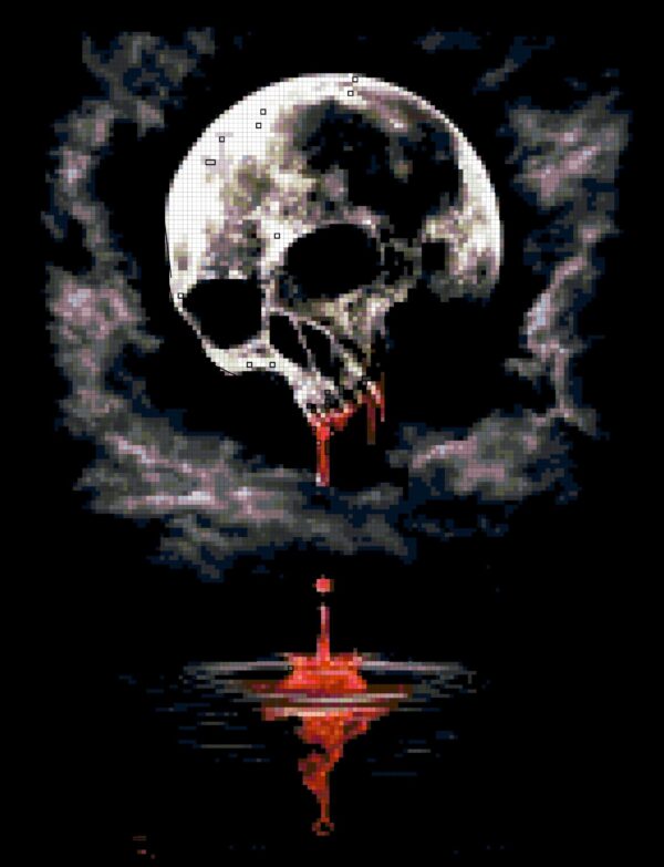 Hauntingly Beautiful! Full Coverage Counted Cross Stitch Pattern - "Moon Skull"