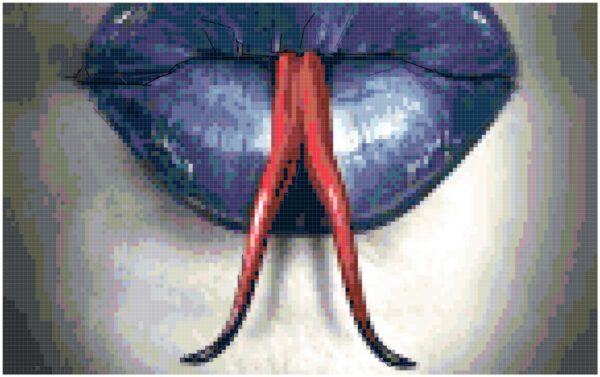 Snaked Tongue and Lips original Cross Stitch Pattern